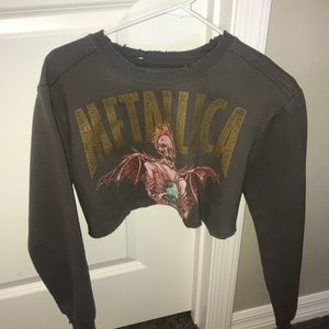 Distressed crop top METALLICA sweater